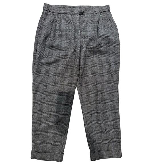 Zara Woman's Medium Gray Plaid High Rise Office Academia Work Dress Pants - Picture 1 of 5